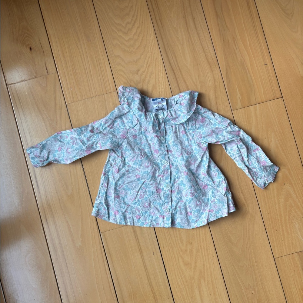 Jacadi Baby Girl Floral Blouse with Collar